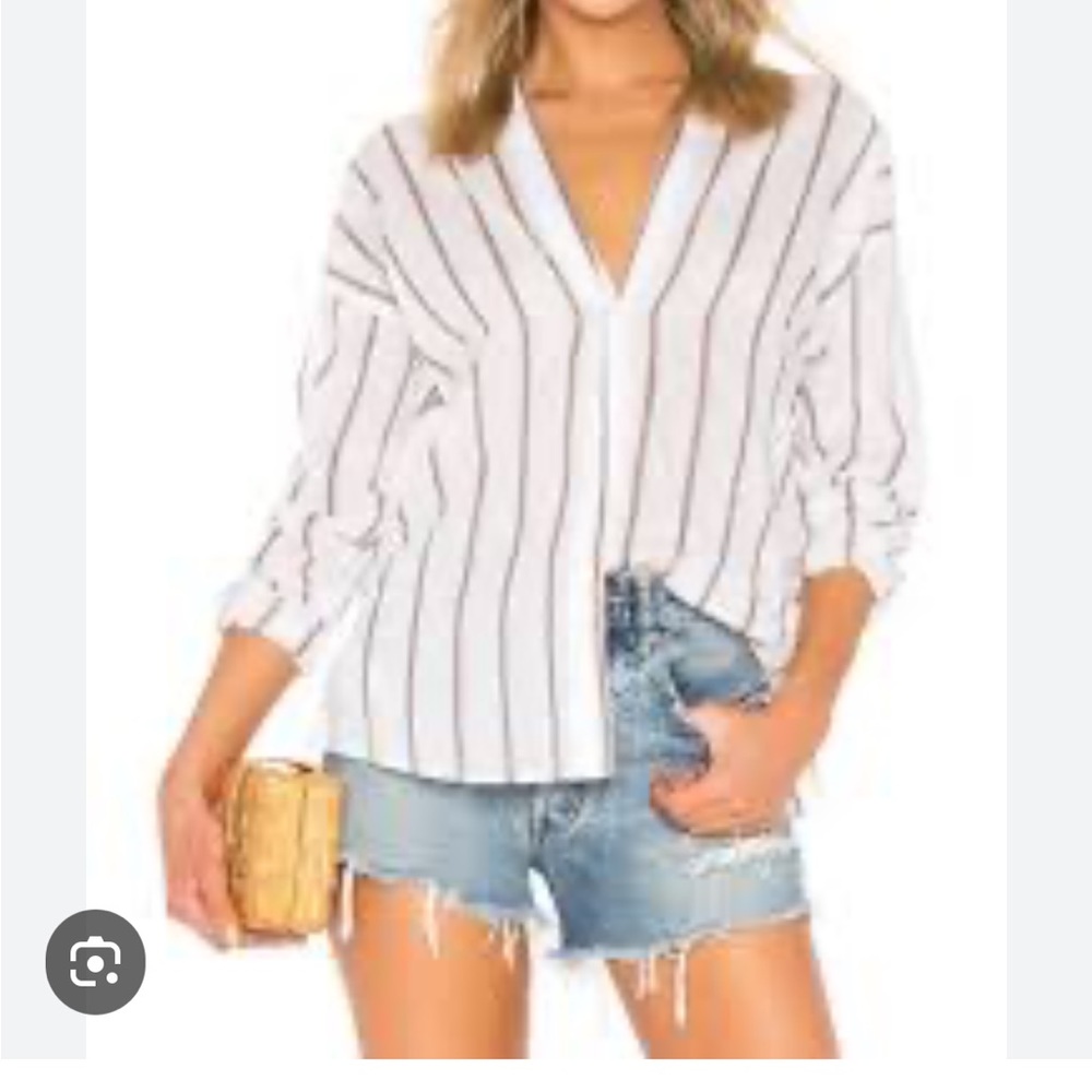 Vince cotton/linen textured striped blouse, XS, NWT
